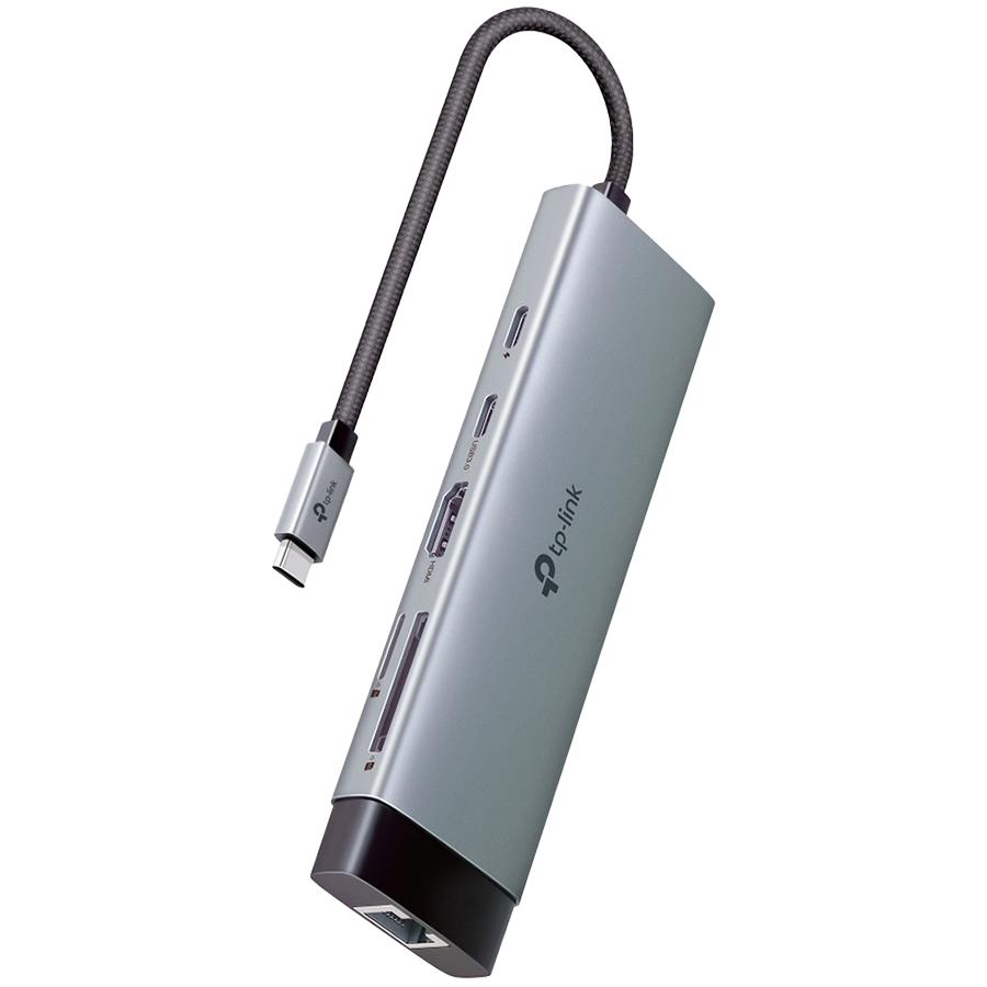 TP-Link UH9120C USB Type-C 9-Port Hub,1 x USB-C Connector,1 x HDMI 4K 60Hz Port,1 x USB-C PD 100W Port,1 x RJ45 1000Mbps Port,1 x SD + 1 x microSD(TF) 104MB/s Port,3 x USB-A 3.0 Ports,1 x USB-C 3.0 Port, Plug and Play, Self-storage for Connector, Fast Hea