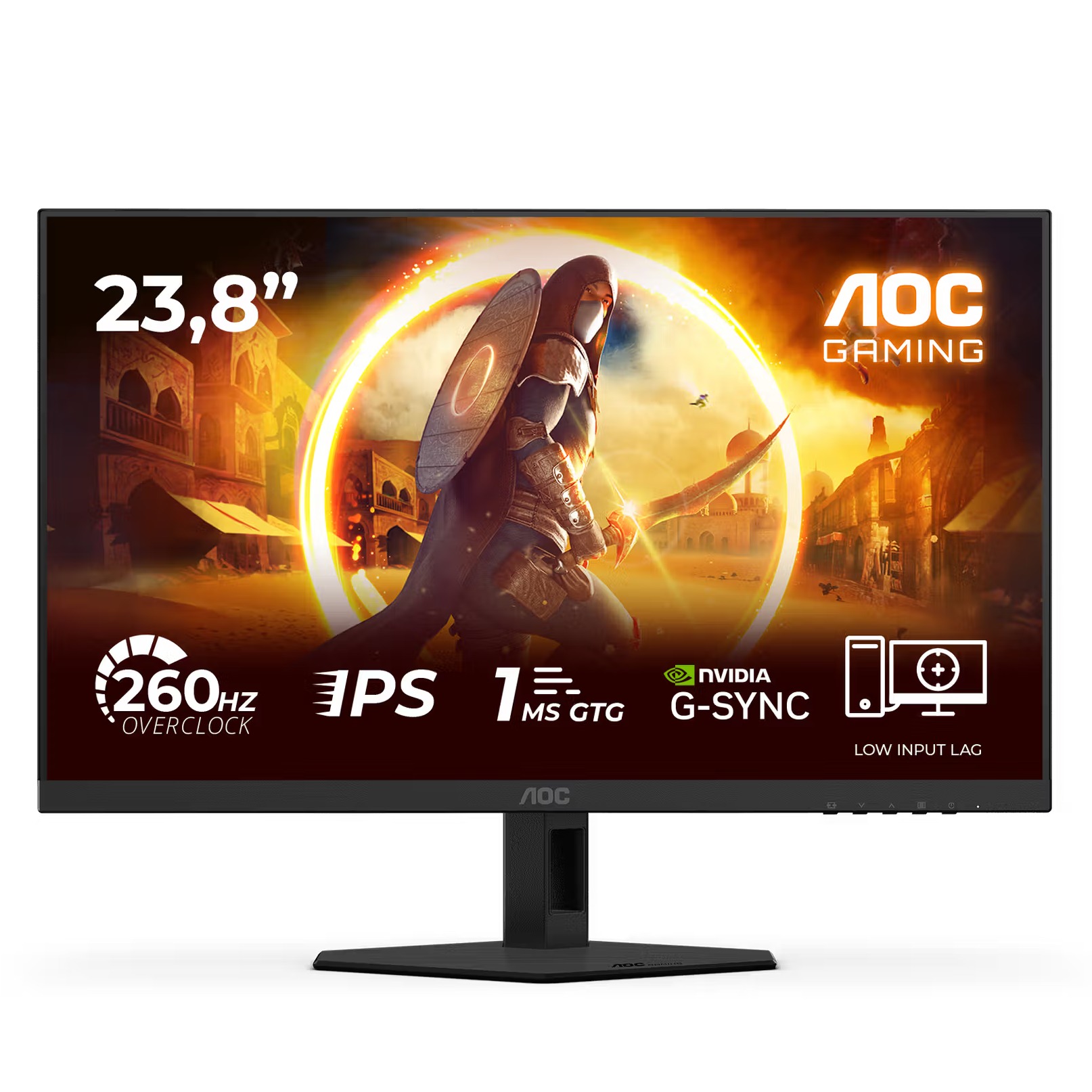 AOC Monitor LED 23.8-inch FHD monitor 260Hz, fast IPS panel, 0.3ms MPRT, adaptive sync, HDR10, G-Sync compatible