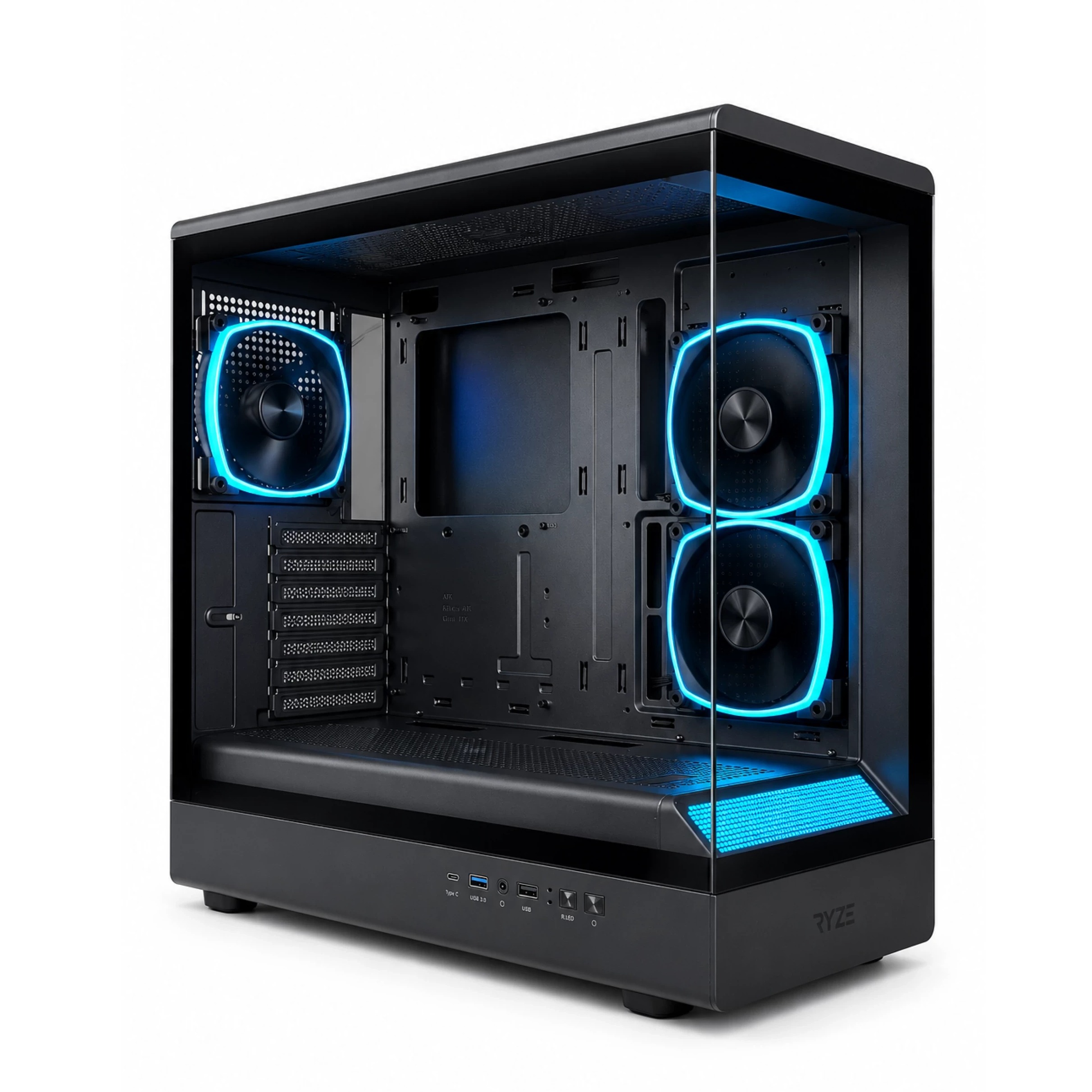RYZE HEROIC HC500 3F Black1xARGB fan + 2x ARGB Reverse ATX, tempered glass