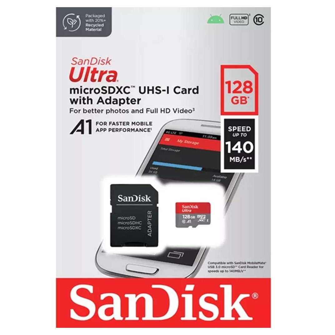 MICRO SD CARD SANDISK 128GB Ultra SPEED UP TO 140 MB/s