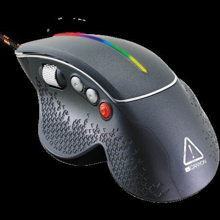 Wired High-end Gaming Mouse with 6 programmable buttons, sunplus optical sensor, 6 levels of DPI and up to 6400, 2 million times key life, 1.65m Braided USB cable,Matt UV coating surface and RGB lights with 7 LED flowing mode, size:123*81*53mm, 150g