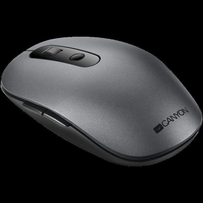 Canyon 2 in 1 Wireless optical mouse with 6 buttons, DPI 800/1000/1200/1500, 2 mode(BT/ 2.4GHz), Battery AA*1pcs, Grey, 65.4*112.25*32.3mm, 0.092kg