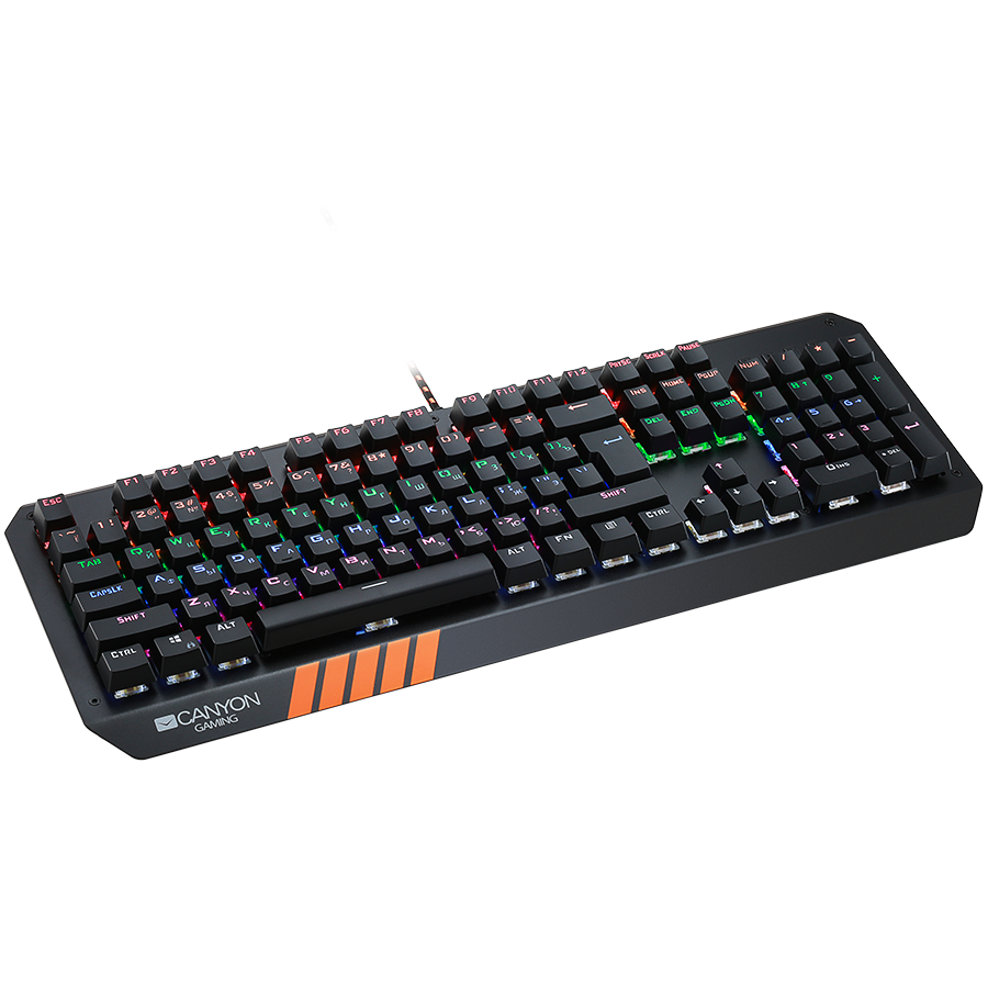 CANYON Wired multimedia gaming keyboard with lighting effect, 108pcs rainbow LED, Numbers 104keys, EN double injection layout, cable length 1.8M, Croatian layou