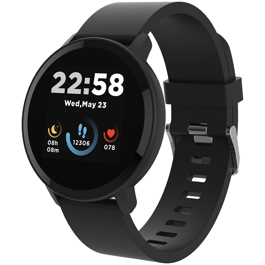 Smart watch, 1.3inches IPS full touch screen, Round watch, IP68 waterproof, multi-sport mode, BT5.0, compatibility with iOS and android, black , Host: 25.2*42.5*10.7mm, Strap: 20*250mm, 45g