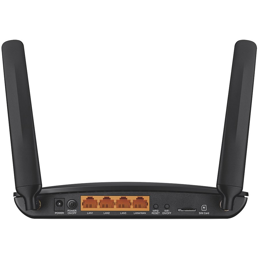 AC1200 Wireless Dual Band 4G LTE Router, build-in 4G LTE modem, support LTE-FDD/LTE-TDD/DC-HSPA+/HSPA+/HSPA/UMTS, with 3x10/100Mbps LAN ports and 1x10/100Mbps LAN/WAN port, 300Mbps at 2.4GHz, 867Mbps at 5GHz, 802.11b/g/n/ac, 2 internal LTE antennas,