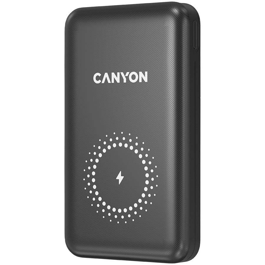 CANYON PB-1001 18W PD+QC 3.0+10W Magnet wireless charger powerbank 10000mAh Li-poly battery, Lightning Input:DC5V/2A, 9V/2A Type c PD Input: DC5V/3A, 9V/2A, Type C PD output:5V/3A,9V/2.2A,12V/1.5A QC 3.0 Output: DC5V/3A, 9V/2A, 12V/1.5A, Wireless