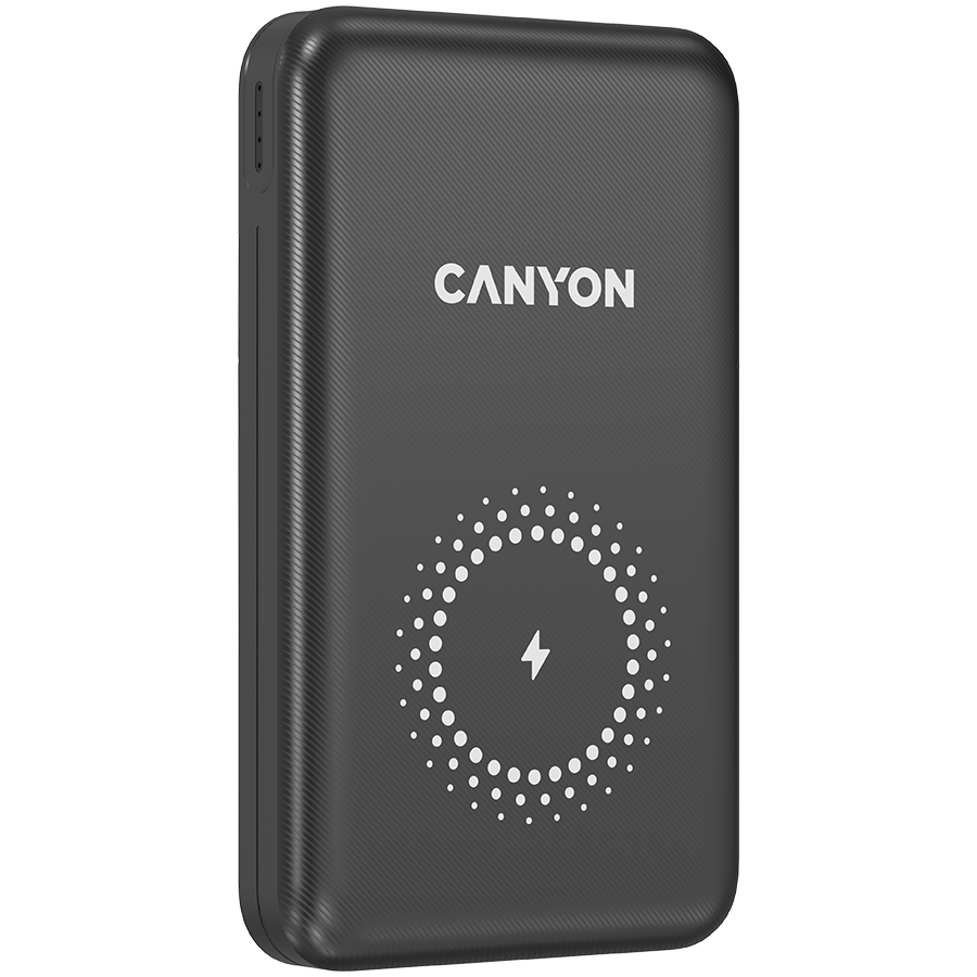 CANYON PB-1001 18W PD+QC 3.0+10W Magnet wireless charger powerbank 10000mAh Li-poly battery, Lightning Input:DC5V/2A, 9V/2A Type c PD Input: DC5V/3A, 9V/2A, Type C PD output:5V/3A,9V/2.2A,12V/1.5A QC 3.0 Output: DC5V/3A, 9V/2A, 12V/1.5A, Wireless