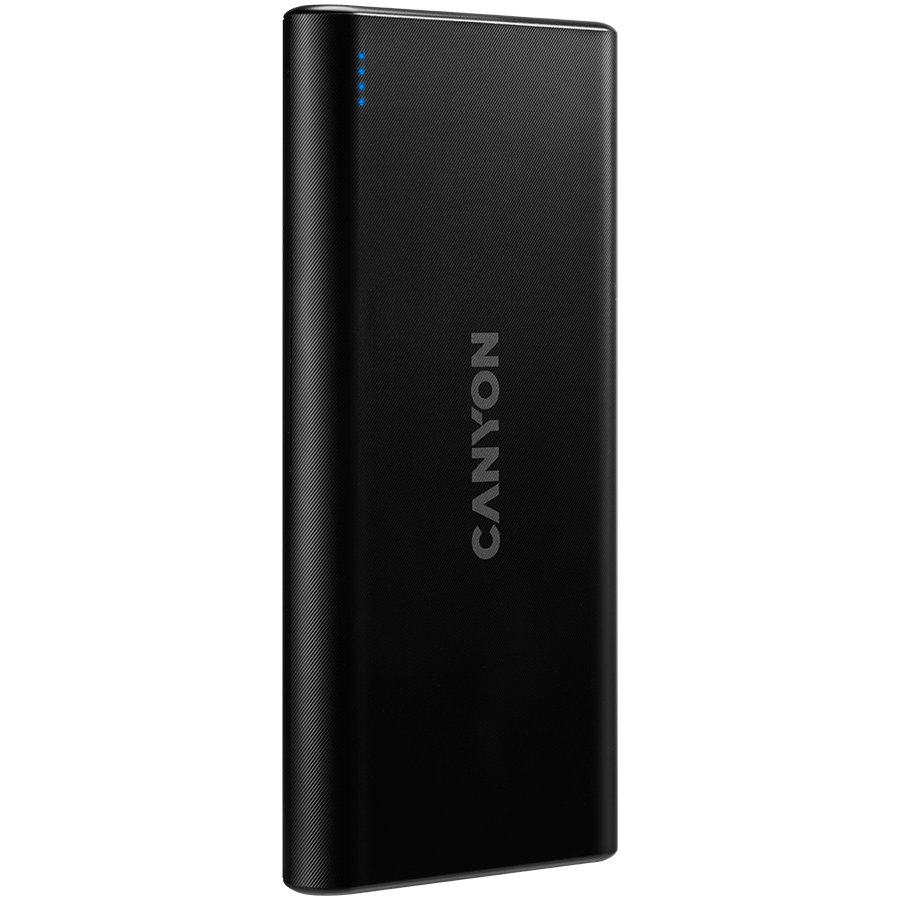 CANYON PB-106 Power bank 10000mAh Li-poly battery, Input 5V/2A, Output 5V/2.1A(Max), USB cable length 0.3m, 140*68*16mm, 0.24Kg, Black