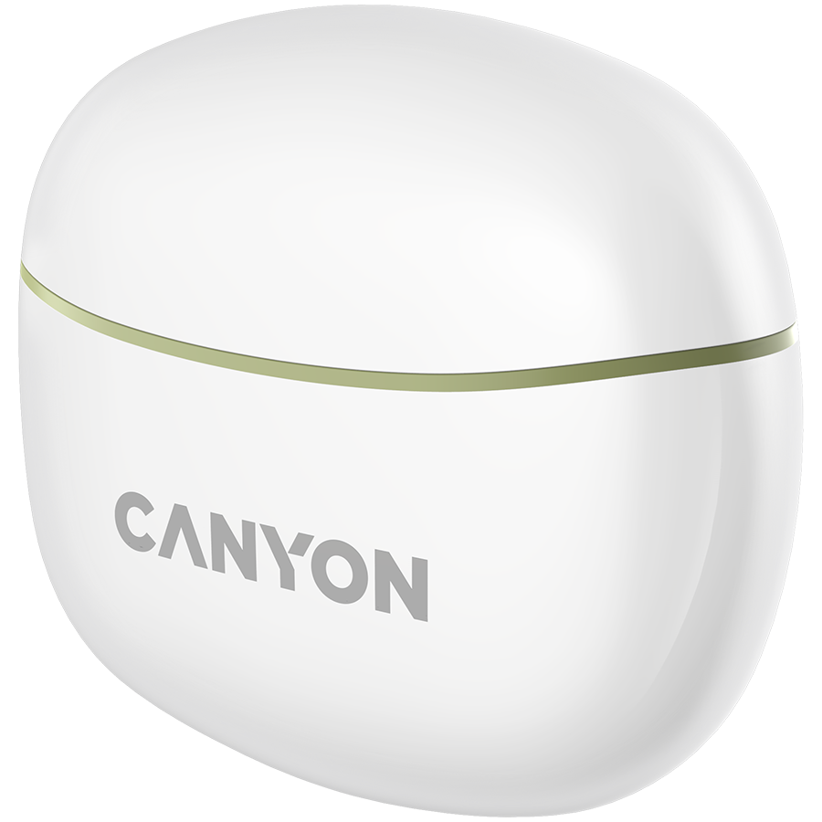 Canyon TWS-5 Bluetooth headset, with microphone, BT V5.3 JL 6983D4, Frequence Response:20Hz-20kHz, battery EarBud 40mAh*2+Charging Case 500mAh, type-C cable length 0.24m, Size: 58.5*52.91*25.5mm, 0.036kg, Green