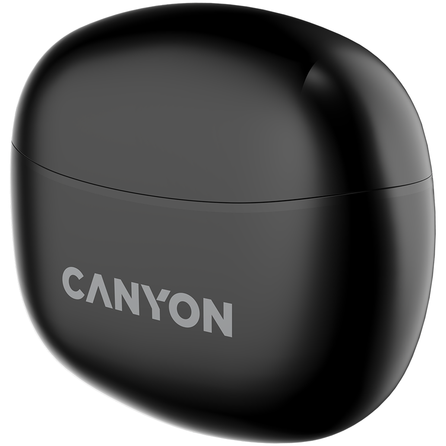 Canyon TWS-5 Bluetooth headset, with microphone, BT V5.3 JL 6983D4, Frequence Response:20Hz-20kHz, battery EarBud 40mAh*2+Charging Case 500mAh, type-C cable length 0.24m, size: 58.5*52.91*25.5mm, 0.036kg, Black