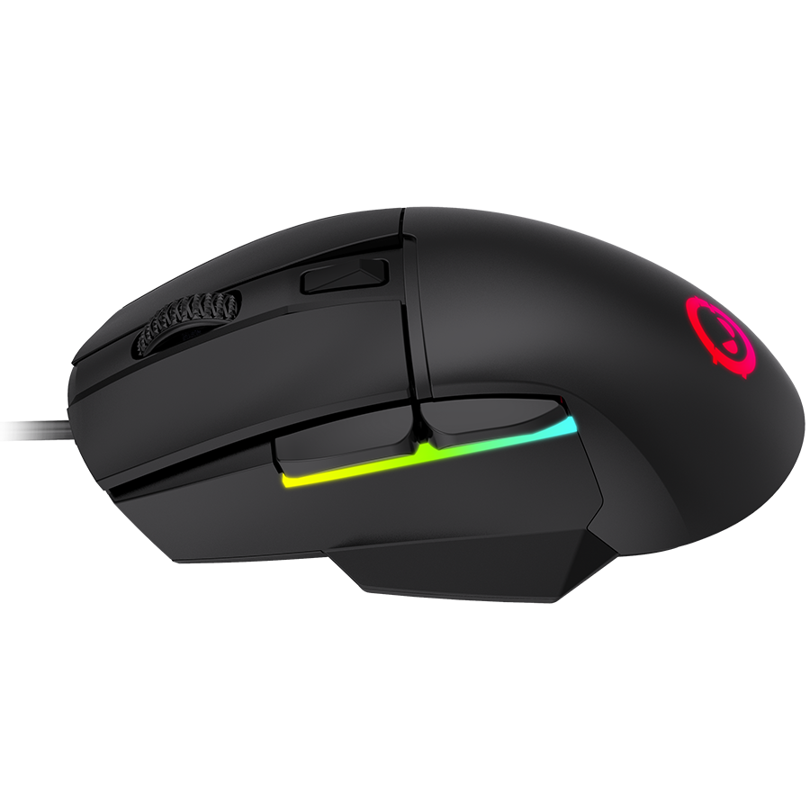 LORGAR gaming mice, Optical Gaming Mouse with 6 programmable buttons, Pixart ATG4090 sensor, DPI can be up to 8000, 30 million times key life, 1.8m PVC USB cable, Matt UV coating and RGB lights with 4 LED flowing mode, size:124.90*71.65*41.36mm, 115g