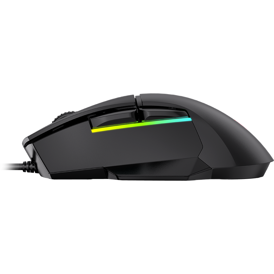 LORGAR gaming mice, Optical Gaming Mouse with 6 programmable buttons, Pixart ATG4090 sensor, DPI can be up to 8000, 30 million times key life, 1.8m PVC USB cable, Matt UV coating and RGB lights with 4 LED flowing mode, size:124.90*71.65*41.36mm, 115g