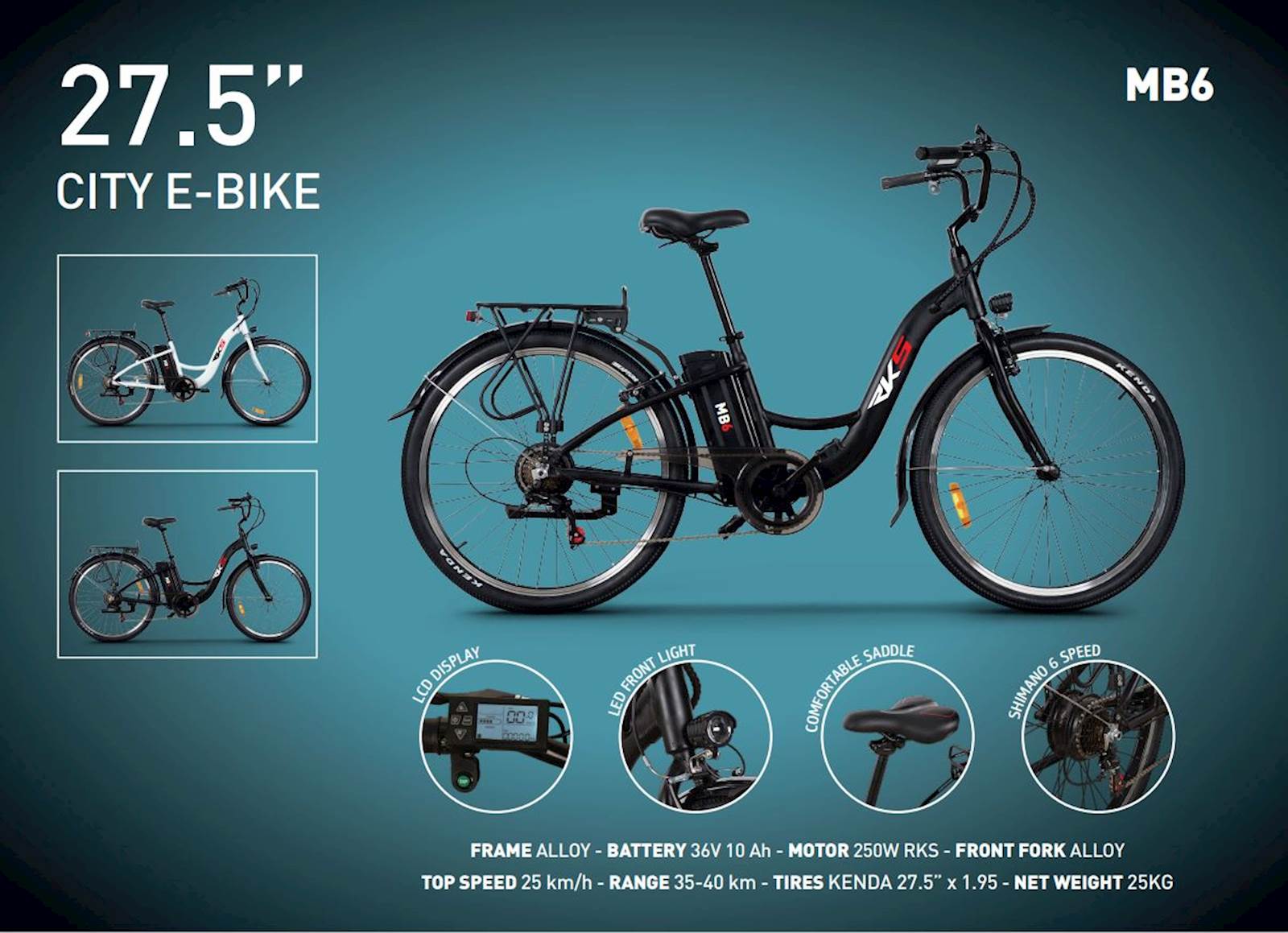 Električni bicikl RKS MB6 WH