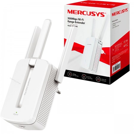 Mercusys 300Mbps Wi-Fi Range Extender, 3 fixed external antennas with MIMO, WPS button