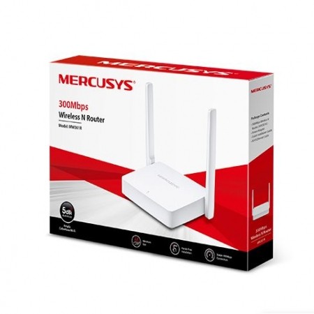 Mercusys MW301R 300Mbps Wireless N Router, 1 x 10/100 WAN Port + 2 x 10/100 LAN Ports, 2 x 5 dBi fixed omni directional antennas, WDS bridge,IPv4,IPv6,Dynamic DNS,DHCP,Port Forwarding,2.4GHz guest network,Mercusys App,IP and MAC address binding