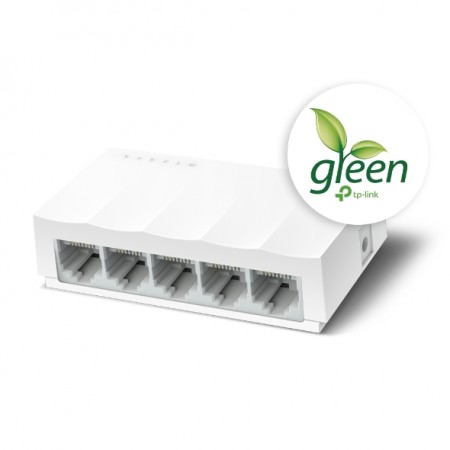 TP-Link LiteWave 5-Port 10/100Mbps Desktop Switch, 5 10/100Mbps RJ45 Ports, Desktop Plastic Case, Green Ethernet technology