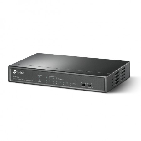 8-Port 10/100Mbps Unmanaged Switch with 4-Port PoE, metal case, desktop mount, PoE budget 41W.