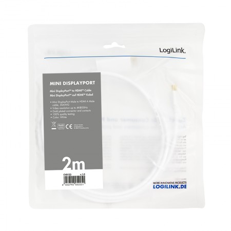 LogiLink Mini DisplayPort to HDMI Cable (4K/30Hz) M/M 2m CV0123