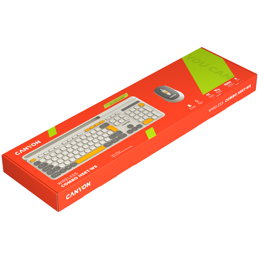 CANYON HSET-W5 EN/AD Keyboard+Mouse AAA+AA Wireless Beige