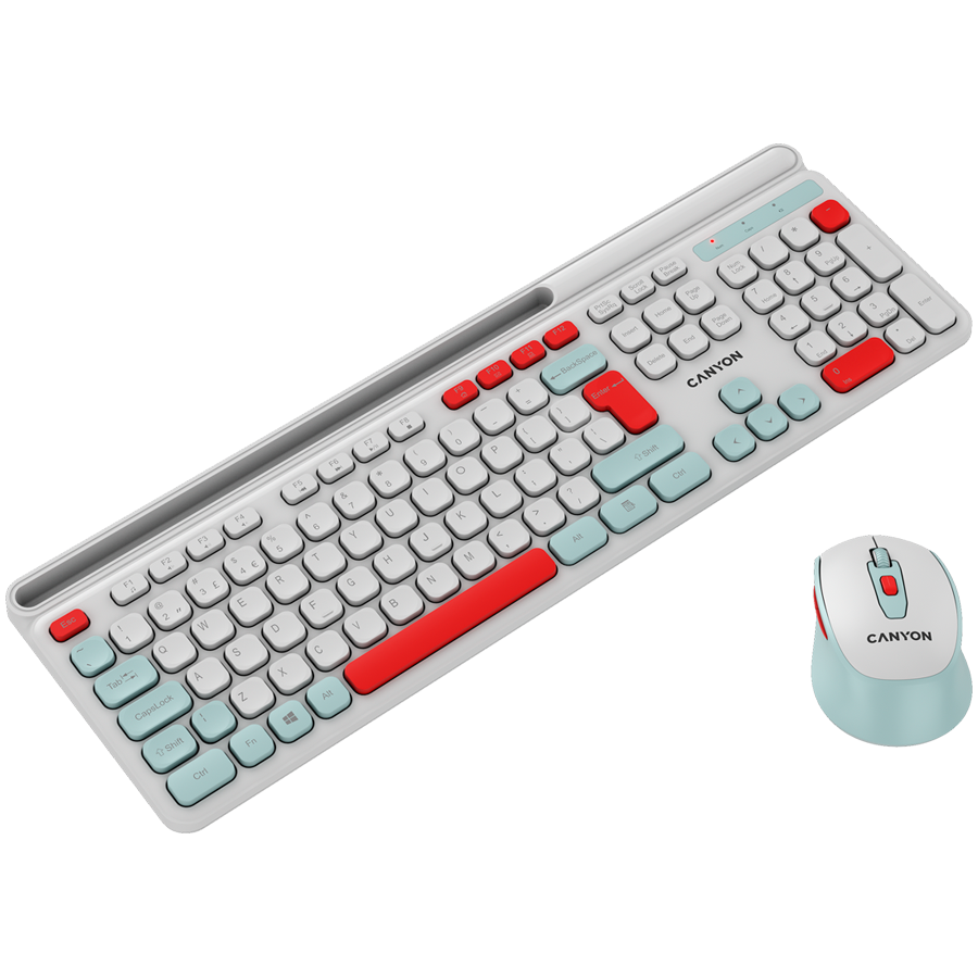 CANYON HSET-W5 EN/AD Keyboard+Mouse AAA+AA Wireless White