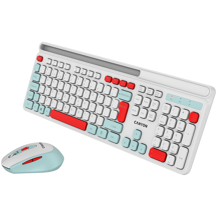CANYON HSET-W5 EN/AD Keyboard+Mouse AAA+AA Wireless White