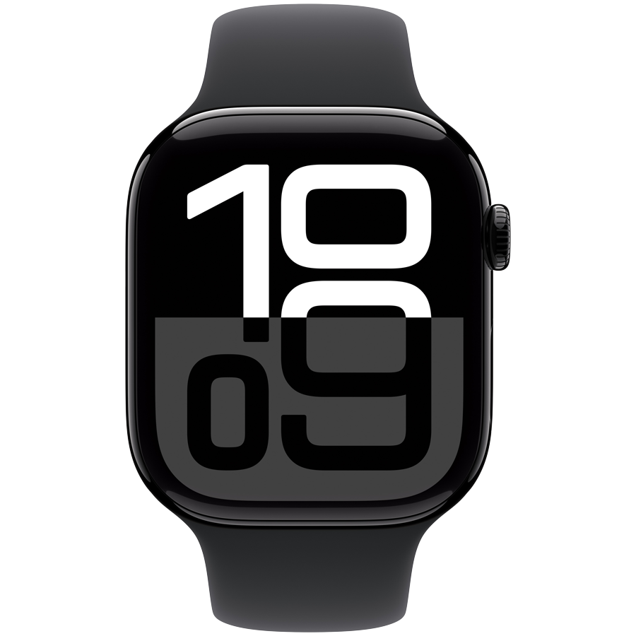 Apple Watch S10 GPS 46mm Jet Black Alu Case with Black Sport Band - M/L