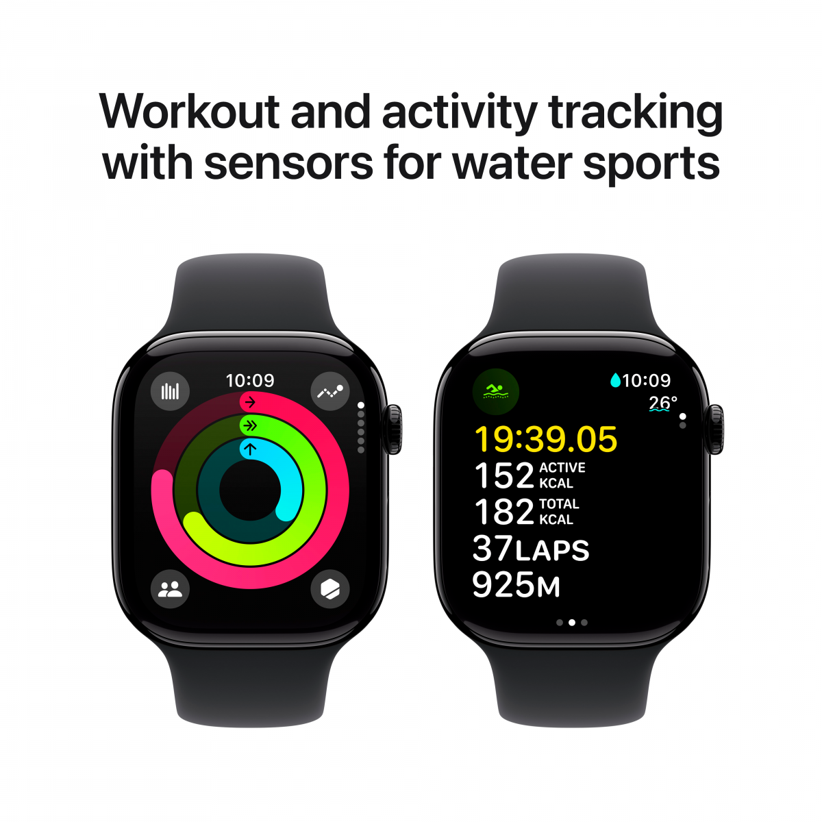 Apple Watch S10 GPS 46mm Jet Black Alu Case with Black Sport Band - M/L
