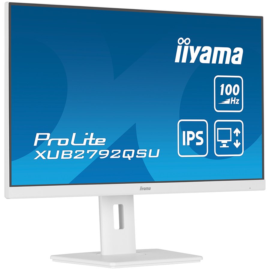 IIYAMA Monitor LED XUB2792QSU-W6 27" ETE IPS-panel, 2560x1440 QHD, 5ms, FreeSync, 15cm height adj. stand, 250cd/m², HDMI, DisplayPort, Speakers, USB-HUB WHITE