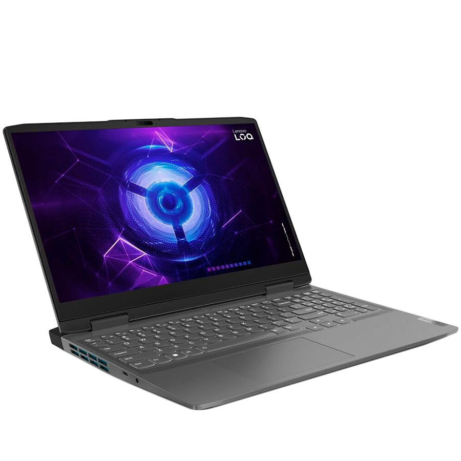 LOQ 15ARP9, 15.6" (1920x1080) 300nits AG, Intel I5-12450HX up to 4.4 GHz, 12GB DDR5 4800MHz, 512GB SSD m.2, GeForce RTX 2050 4GB GDDR6, HD Cam + Mic, 3x USB 3.2, 1x USB-C 3.2, HDMI, RJ-45, 60Wh, Luna Grey, No Os, 2Yr