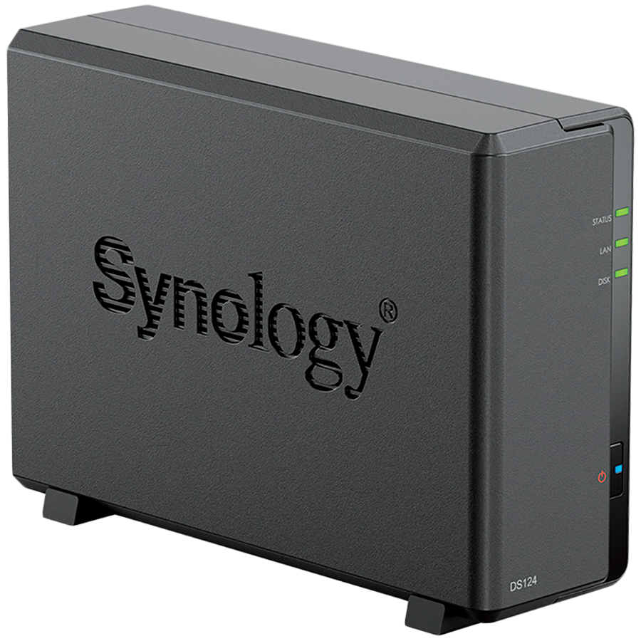 Synology DiskStation DS124 1-Bay NAS, CPU 4-core 1.7 GHz, 1 GB DDR4, 1 x 1Gbe LAN, 2 x USB 3.2