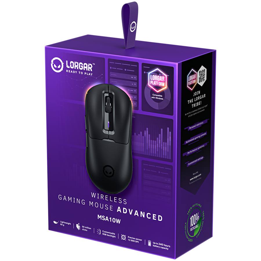 LORGAR MSA10W, Wireless Gaming Mouse Advanced, black