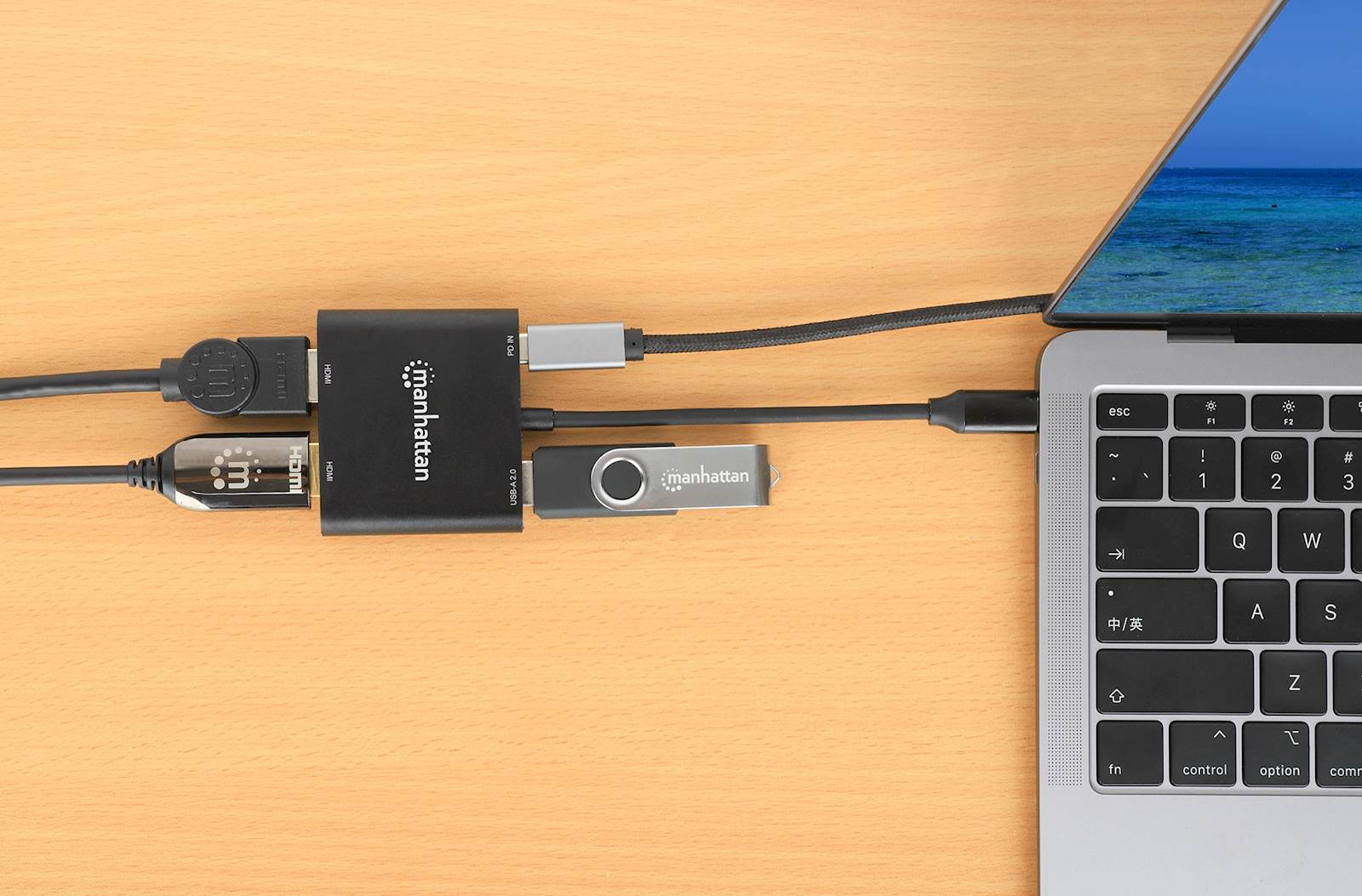 Adapter MANHATTAN USB-C PD to Dual-HDMI Monitor