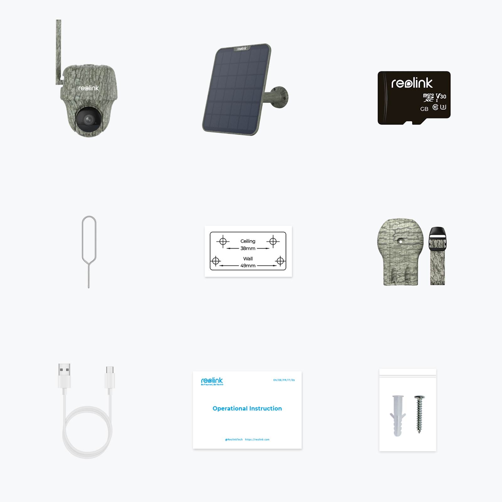 IP kamera Reolink GO serija G450 4K, vanjska, maskirna, baterija, 4G LTE, 360° + solarni panel