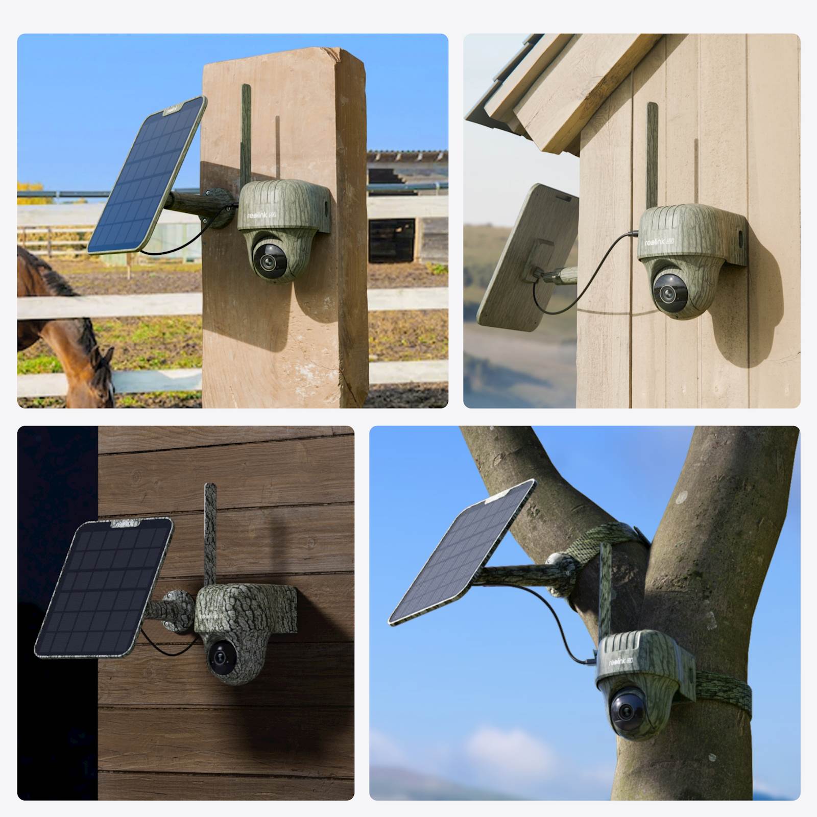 IP kamera Reolink GO serija G450 4K, vanjska, maskirna, baterija, 4G LTE, 360° + solarni panel