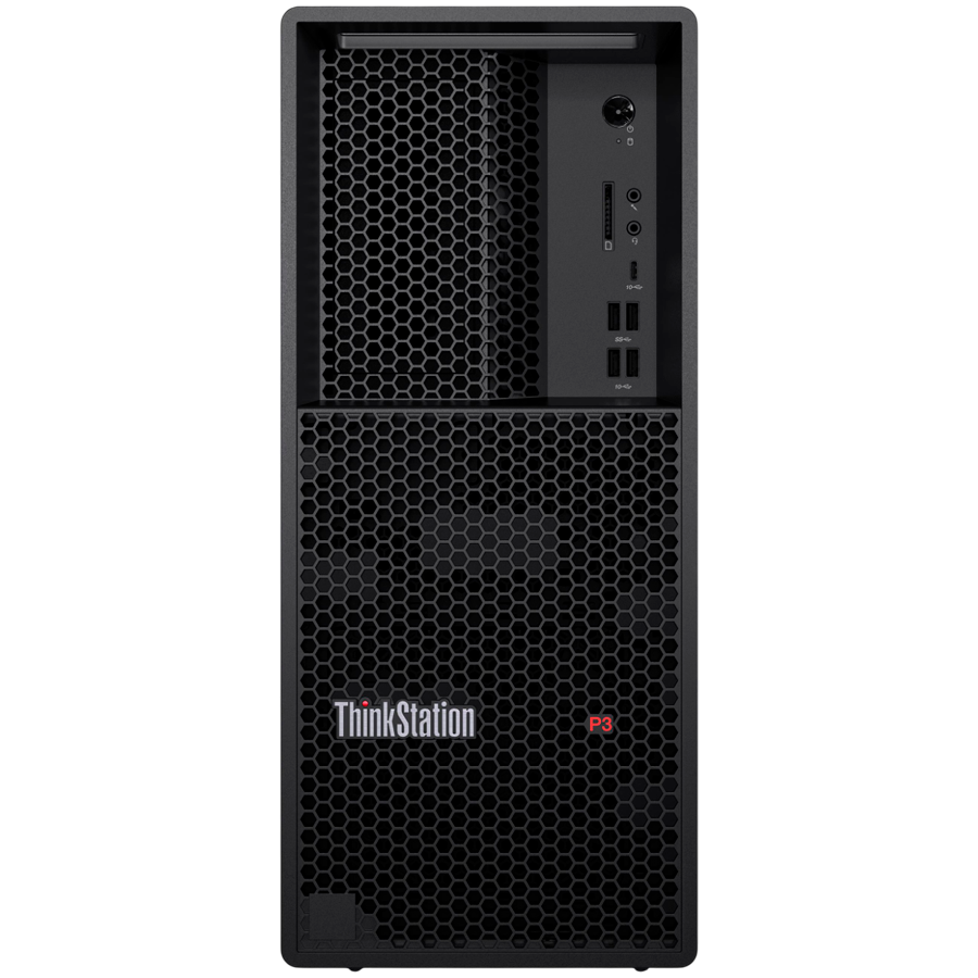 Lenovo ThinkStation P3 Tower, i7-14700, 1x 16 GB DDR5-4400MHz, 512GB SSD PCIe, NVIDIA T1000 8GB GDDR6,Front: 4x USB 3.2, 1x USB 3.2 Type C, 3 in 1 CR, Back: 4x USB 3.2, 2x DP, 1x HDMI, 1x Rj 45 GbE, USB Kb/Mouse, 500W, No OS, 3Yr