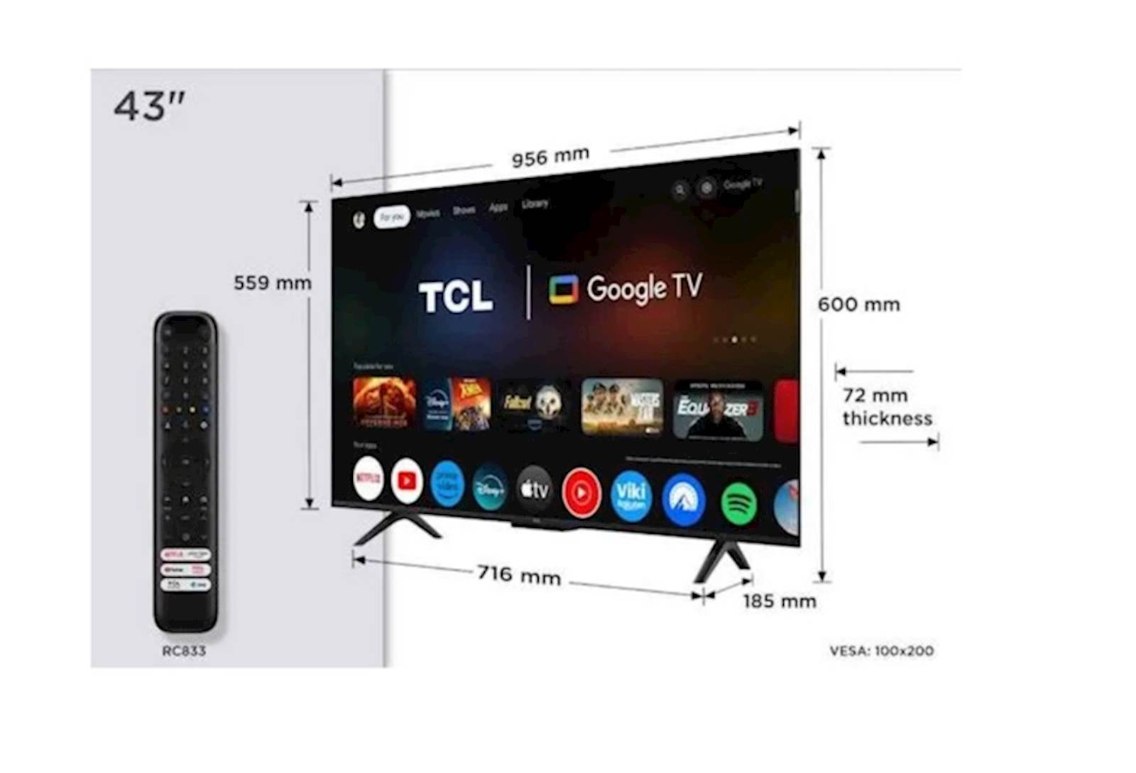 TV TCL 4K QLED 43P71K
