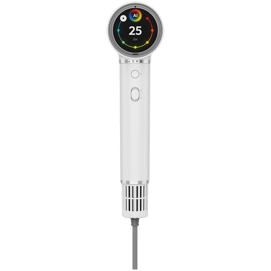 High Speed Hair Dryer, White, 220V-240V~50-60Hz, 1500W, Voice Control, Ionizer, Touch LCD, Infrared Nursing, Infrared Distance Protection, AI Control, Gravity Sensor 110000RPM, Noise less than 67dB