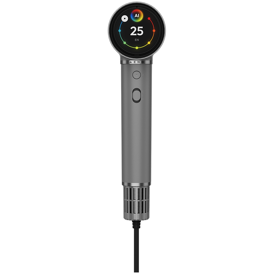 High Speed Hair Dryer, Grey, 220V-240V~50-60Hz, 1500W, Voice Control, Ionizer, Touch LCD, Infrared Nursing, Infrared Distance Protection, AI Control, Gravity Sensor 110000RPM, Noise less than 67dB