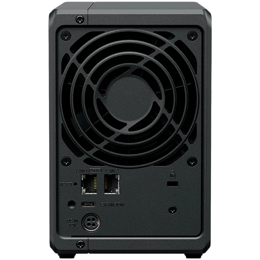 Synology DS725+, Tower, 2-Bays 3.5'' SATA HDD/SSD, 2 x M.2 2280 NVMe SSD, CPU AMD Ryzen R1600 dual-core (4-thread), max. boost up to 3.1 GHz, 4 GB DDR4 ECC SODIMM, 1 x 2.5 GbE, 1 x 1GbE, 1 x USB 3.2, 1 x eSATA USB-C, 1.51 kg, 3y