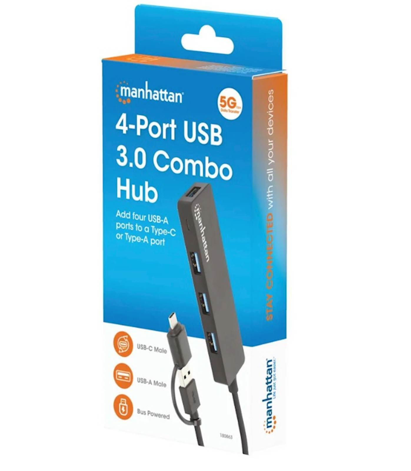 Hub MANHATTAN s 4 USB 3.0 Type-C/Type-A priključka