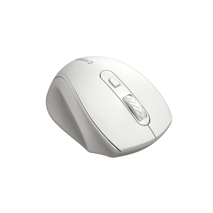 Canyon 6 buttons wireless 2.4Ghz mouse, MX8650A Sensor, DPI up to 1600,Injection case, 3 M life times left and right switches, 2xAAA battery, ABS material, Size: 105x71x40mm, Weight: 59g, white