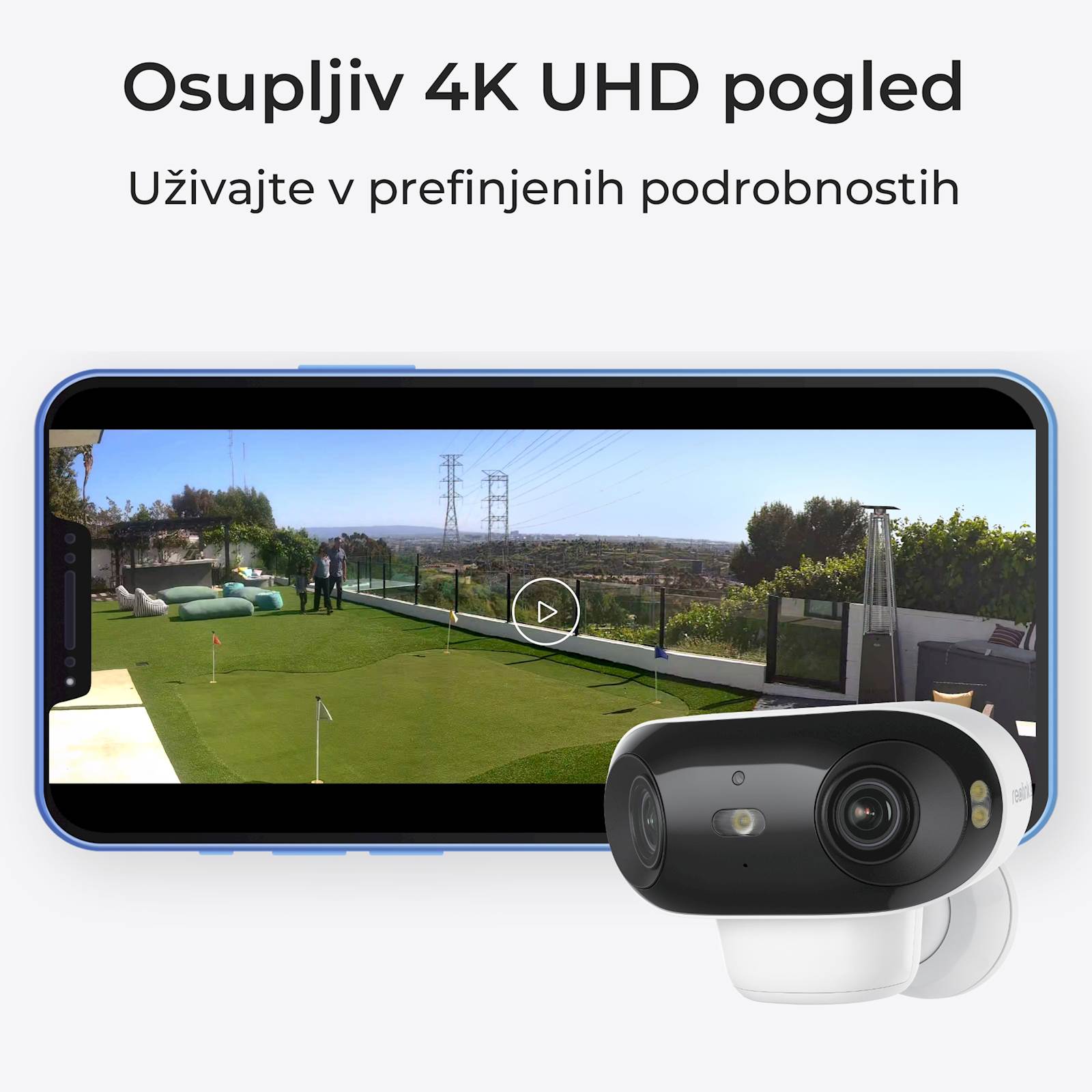 Reolink IP Kamera Argus serija B740X 4K, 180° dupla leća, nočni vid ColorX, Baterijska.