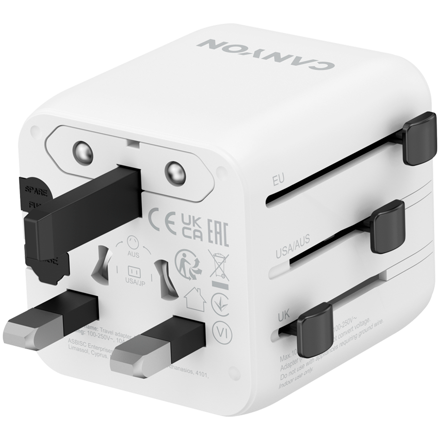 CANYON Travel Adapter OnTour One EU/UK/US/AUS   White