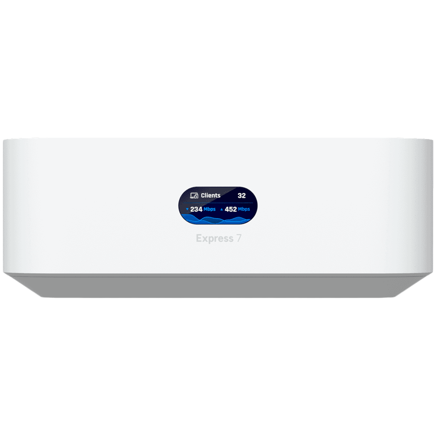 Ubiquiti UniFi Express 7 UX7-EU Mesh-scalable, super-compact 10G Cloud Gateway with integrated WiFi 7, 10 GbE RJ45 WAN port, 2.5 GbE RJ45 LAN port to extend network, up to 30+ UniFi devices and 300+ clients