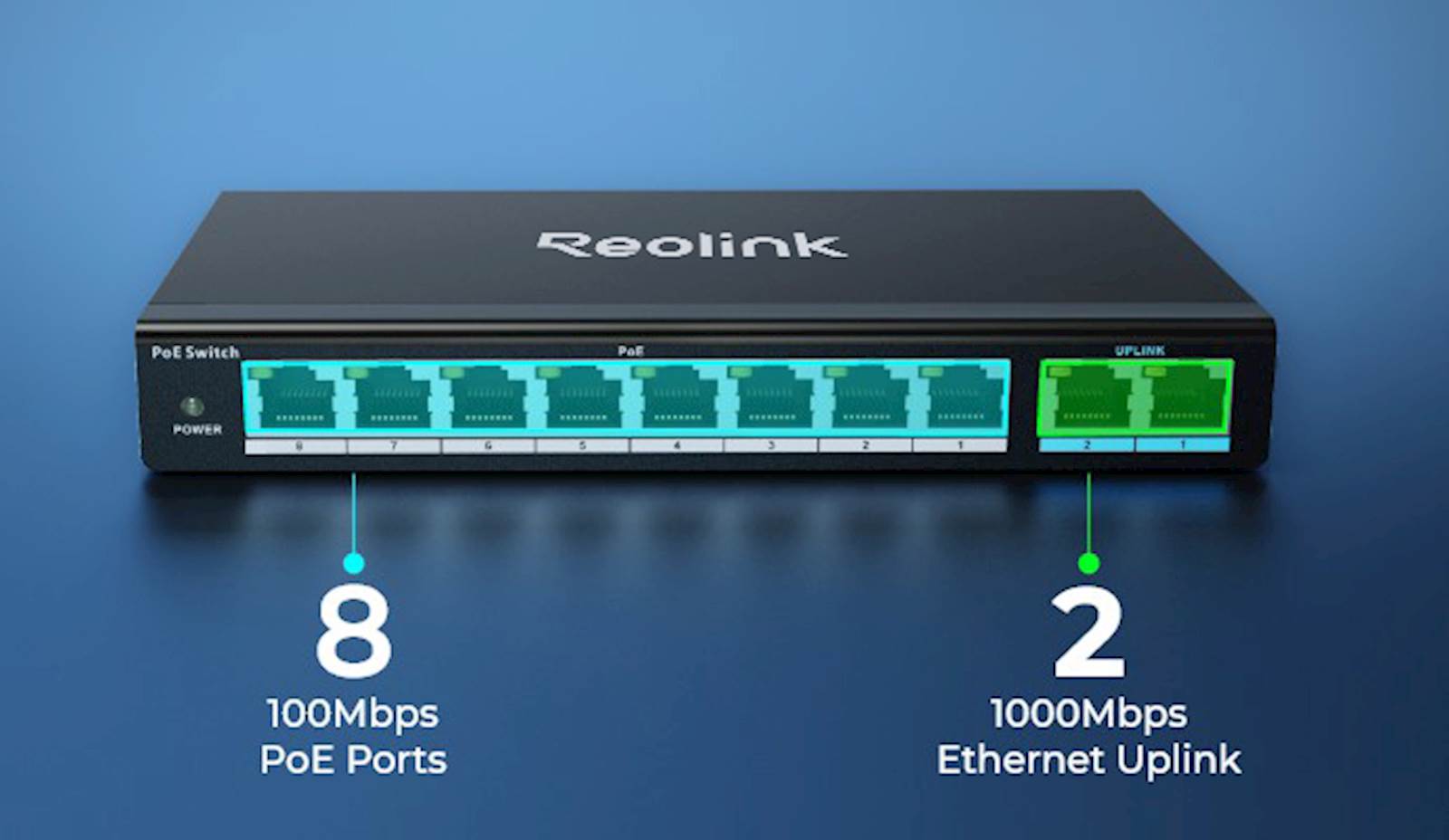 Reolink 10 Port PoE switch 120W, max 30W po portu