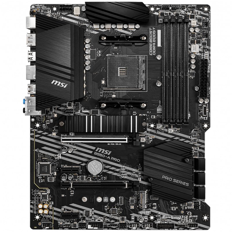MSI Main Board Desktop B550-A PRO (AM4, 4xDDR4, 1xPCI-Ex16, 2xPCI-Ex1, USB3.2, 6xSATA III,2xM.2, DP, HDMI) ATX Retail