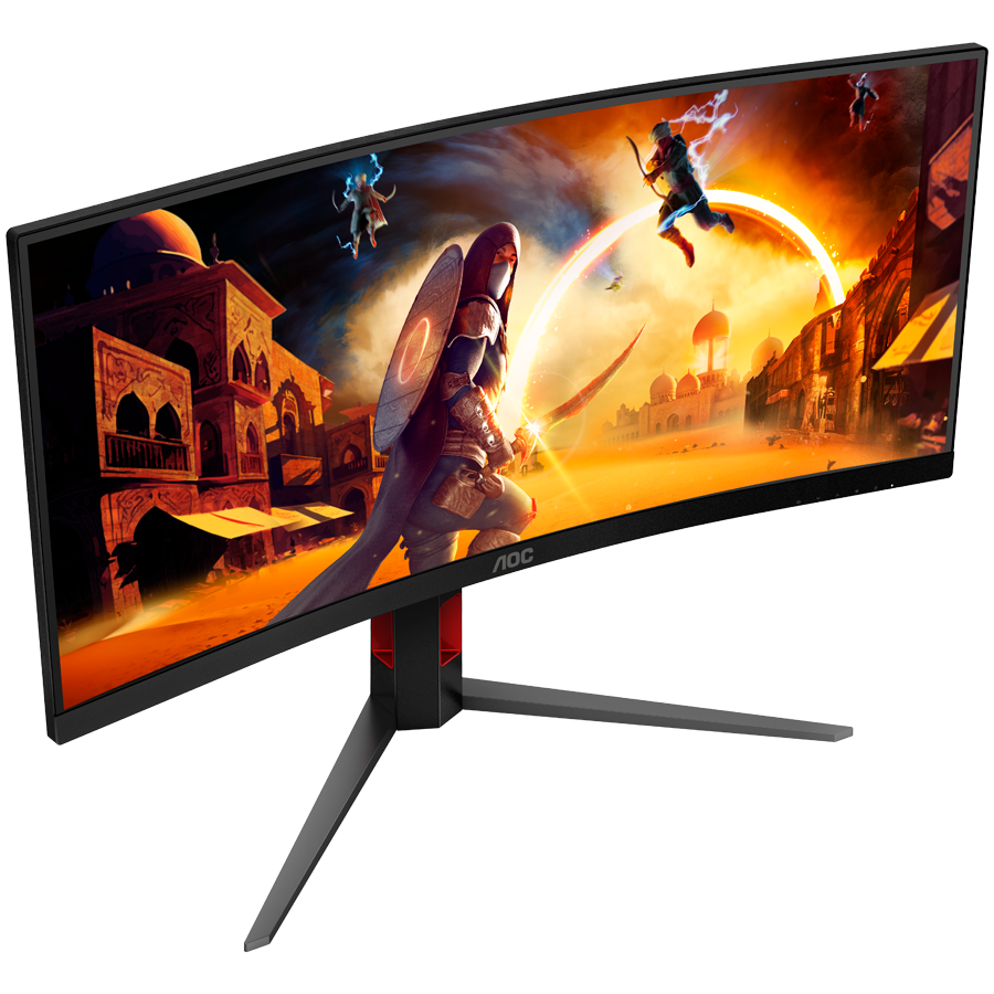 AOC Monitor Gaming CU34G4 Curved 34" Fast VA, 3440x1440, 180Hz, 0.5ms MPRT (1ms GtG), 300 cd/m2, 2500:1, 1500R, Adaptive Sync, FreeSync Premium, HDR10, 2x HDMI, 1x DP, Full Ergo