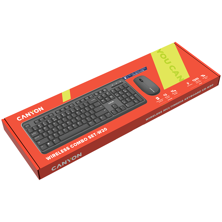 CANYON SET-W20 UK/US Keyboard+Mouse Velvet Wireless Black