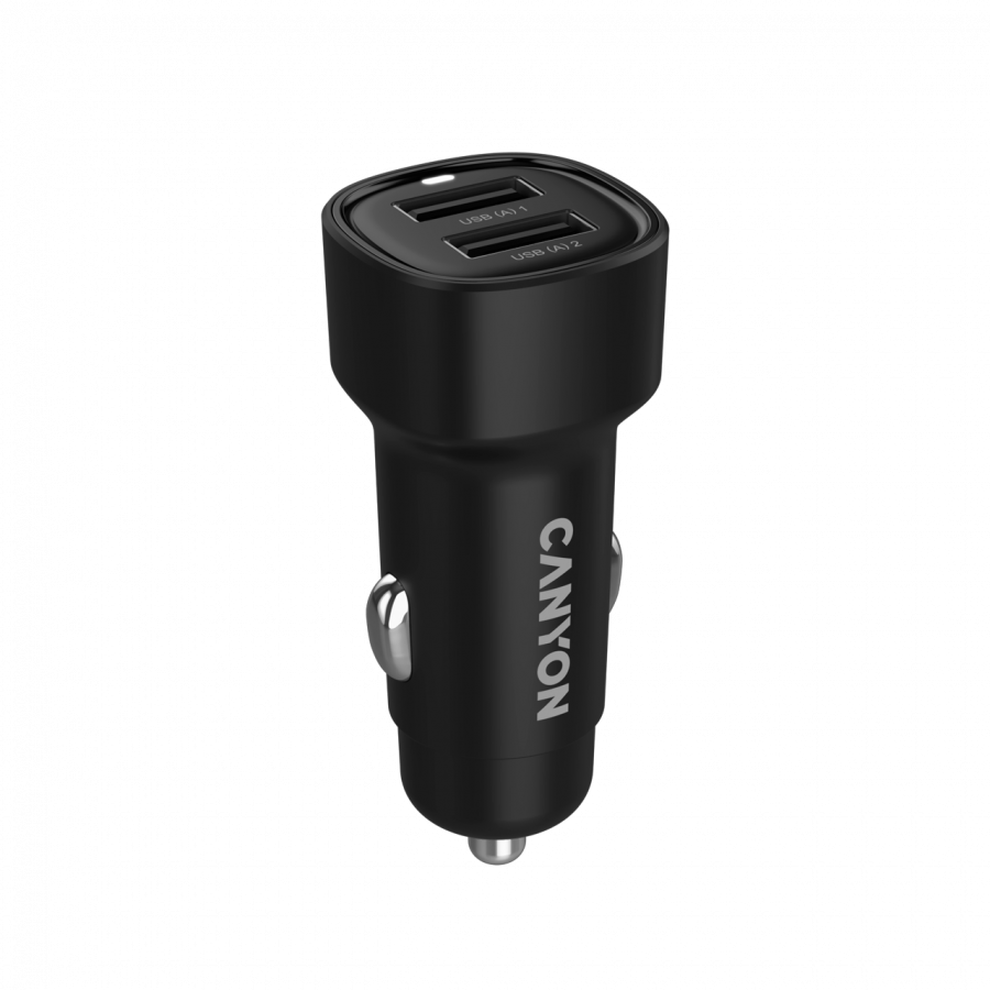 CANYON car charger OnDrive 24  24W 2xUSB-A Black