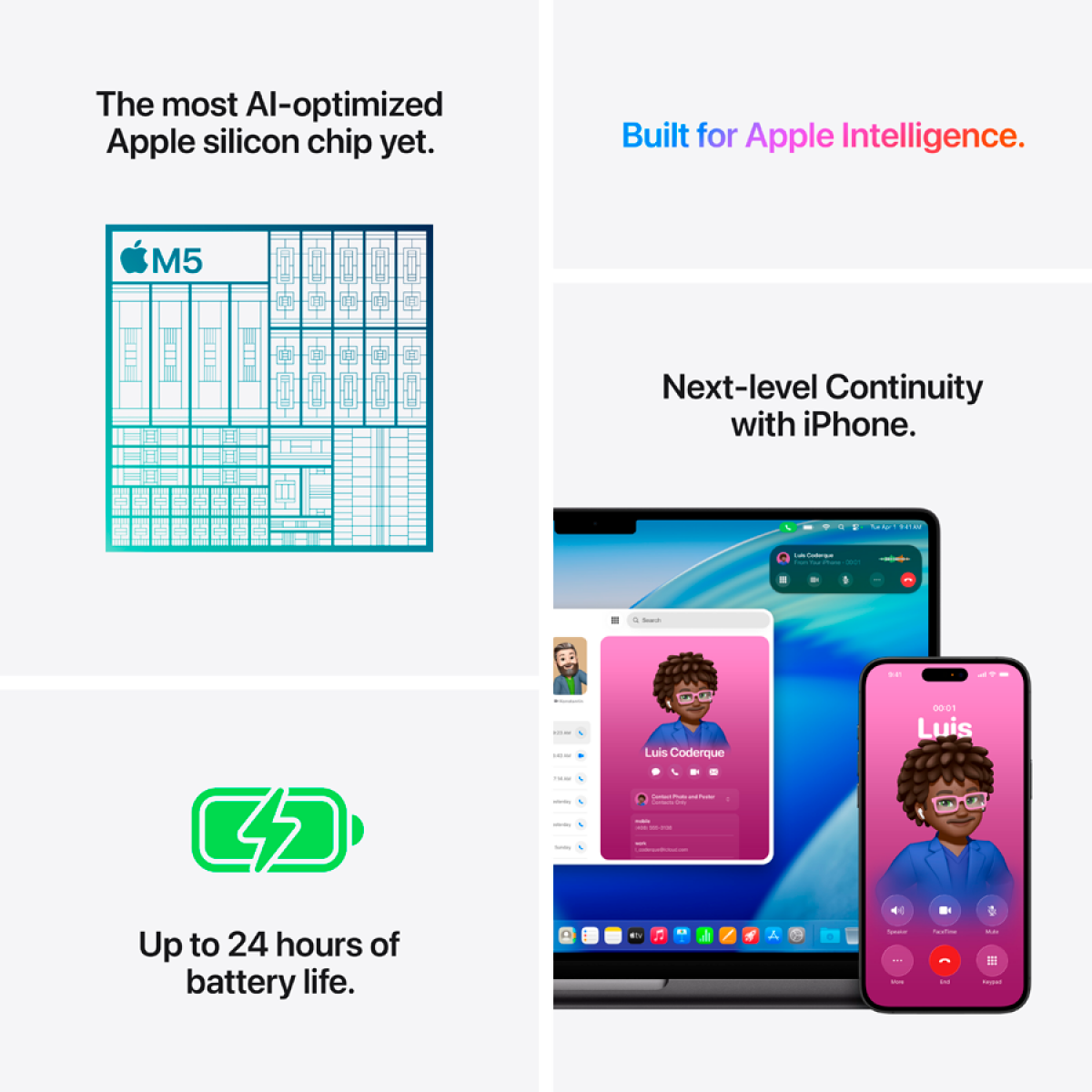 MacBook Pro 14-inch, Space Black,Model A3434,Apple M5 10C CPU 10C GPU,16GB unified memory,70W USB-C Power Adapter,1TB SSD storage,Thunderbolt / USB 4 Ports,Touch ID,14in Liquid Retina XDR display,Standard display,Force Touch Trackpad, KEYBOARD-INT